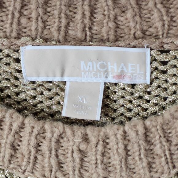 Michael Kors Women's Metallic Gold Accent Knit Long Sleeve Sweater XL A0057 - Picture 2 of 4